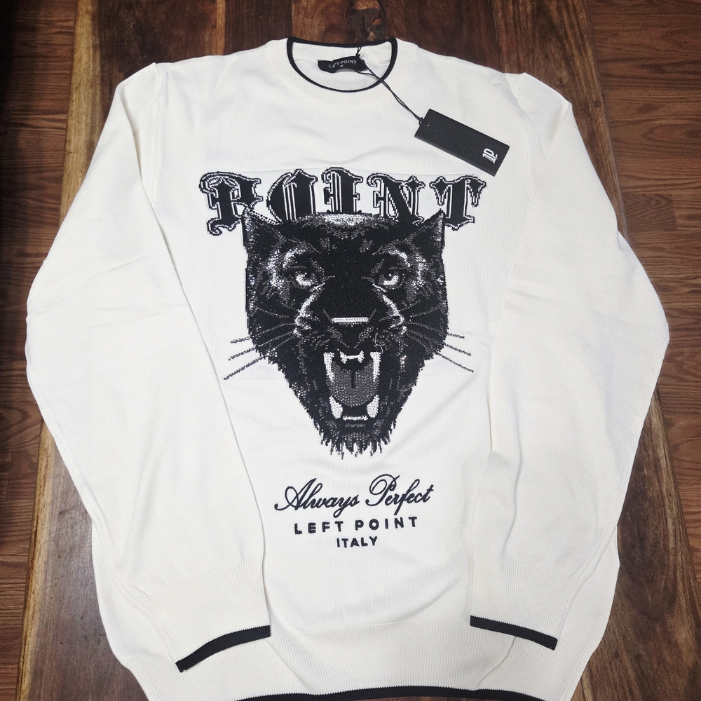 Left Point Men's Off-White Panther Sweater
